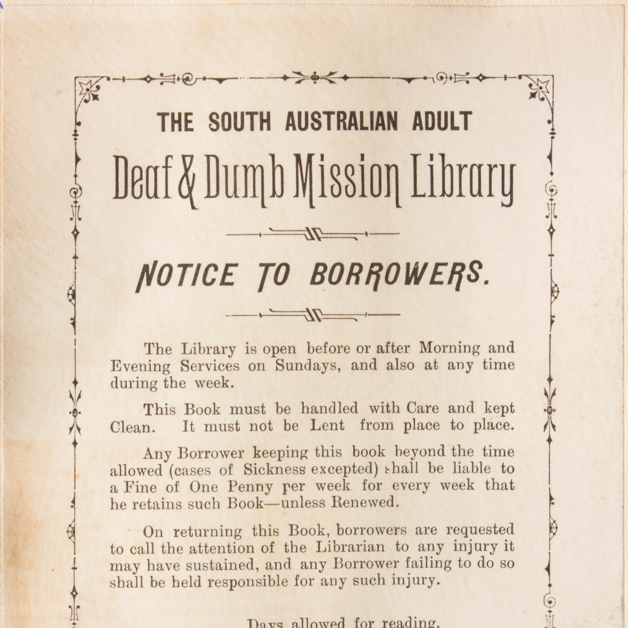 SADDM Library Card - Deaf History Collections